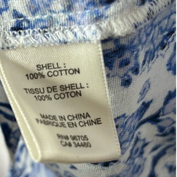 Rebecca Taylor Aimee Off Shoulder Blue & White Cotton Floral Top Size 4 - Picture 11 of 11